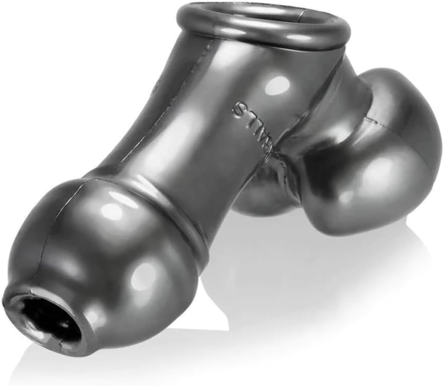 Oxballs SackJack Ultra-Intense Wearable Stroker and Ballsling - Blubbery SuperFLEXtpr, Nub-Ridged Interior, Open-Ended Drain Hole, Hands-Free Dual Grip Design, Electro Compatible - Steel