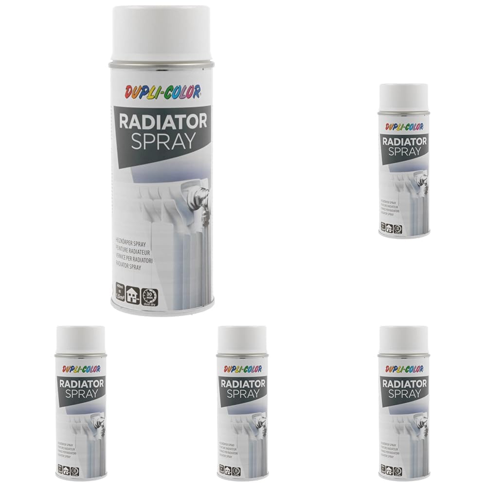 DUPLI-COLOR 467141 RADIATOR SPRAY RAL 9010 reinweiß glänzend 400 ml (Packung mit 5)