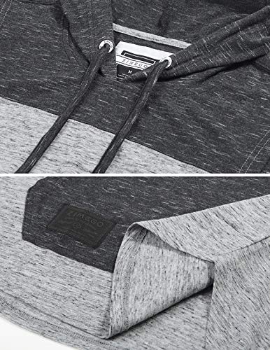 ZIMEGO Men's Color Block Sleeveless Pullover Kangaroo Pocket Workout Hooded Tank4