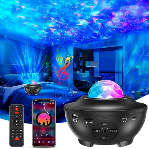 Image of Galaxy Star Projector Night Lamp for Bedroom | Astronaut Space Projector, Night Light for Kids, Bluetooth Music Speaker, Remote Control, No Battery Required