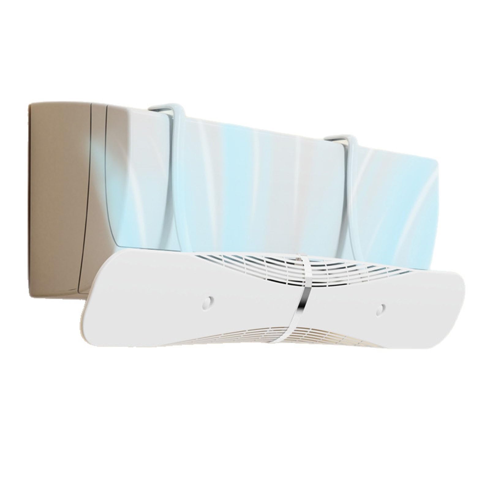 YGER JZGB Air Conditioner Air Deflector, A/C Vent Deflector 180° Adjustable, Stripe Hole Design, PP Material, for Wall Mounted Air Conditioner (White)