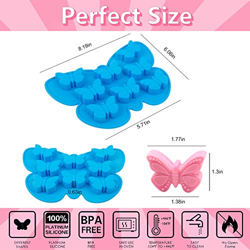 Stouge 2 Pcs Butterfly Mold Silicone Butterfly Shape Butterfly Ice Cube Tray Silicone Wax Melt Molds Chocolate Candy Baking Molds, Non-Stick Chocolate Soap Pudding Jello Ice Cube Tray #TOP1