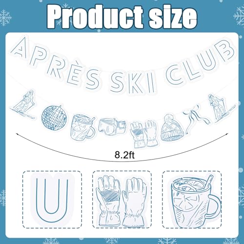 Epakh 2 Pcs Apres Ski Party Decorations Blue Banner Flag Accessories 98.4 Inches for Winter Apres Ski Club Themed Bridal Shower Bachelorette Party Decor by Epakh - Image 3