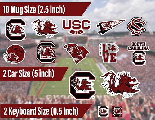 Image of South Carolina Gamecocks Stickers & Decals 14 Pc Set, USC Car Sticker