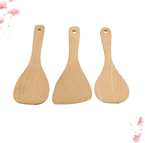Miniatura 5 de UPKOCH Juego de espátulas de madera de mango corto de 3 piezas para cocinar cocina en casa
