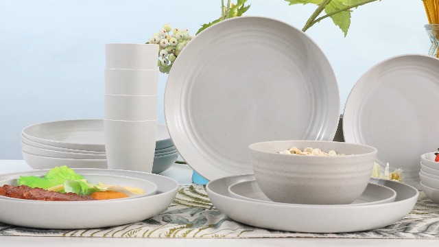 Amazon.com | Supernal 32pcs Wheat Straw Dinnerware Sets, Plates