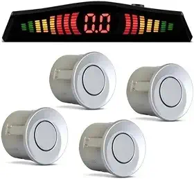 Sensor de Ré Estacionamento 4 Pontos Display Colorido 18mm Kit Para Carros Vans e Ultilitarios Cor Prata