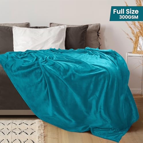 Image of Utopia Bedding Fleece Blanket Full Size Turquoise 300GSM Luxury Fuzzy Soft Anti-Static Microfiber Bed Blanket (90x84 Inch)