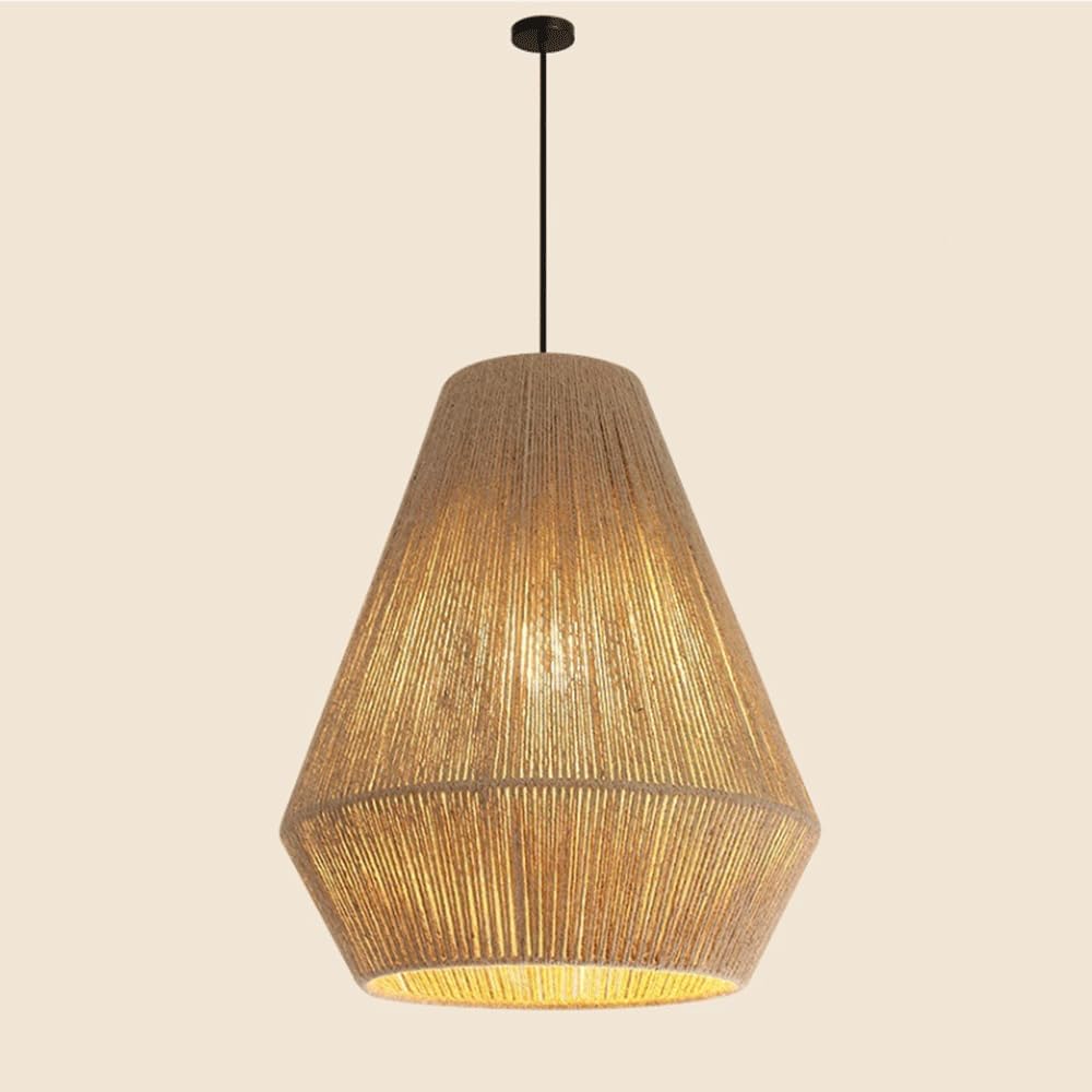 CHUNGYANG Pendant Light with Hemp Rope Lampshade Hand-Woven Hanging Lighting for Dining Living Room Bedroom Wabi-Sabi Style Entryway Pendant Lamp Vintage Japanese Style Home Decorative Hanging Lamp
