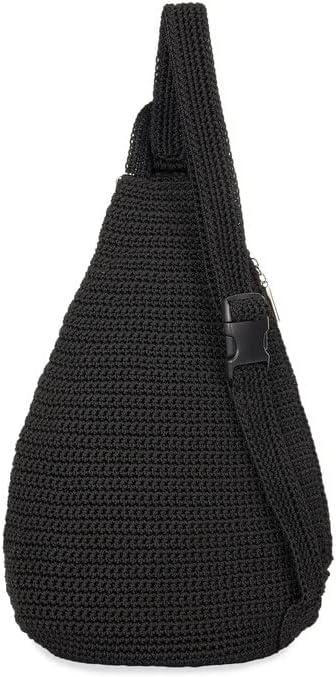 The Sak Geo Sling Backpack in Crochet, Single Sling Shoulder Strap, Black - Image 7