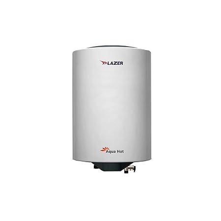 Lazer Aqua Hot 15liter Blue gem Glassline Electric Storage Geyser Water Heater Advance PUF Insulation With Installtion Kit(White Grey)