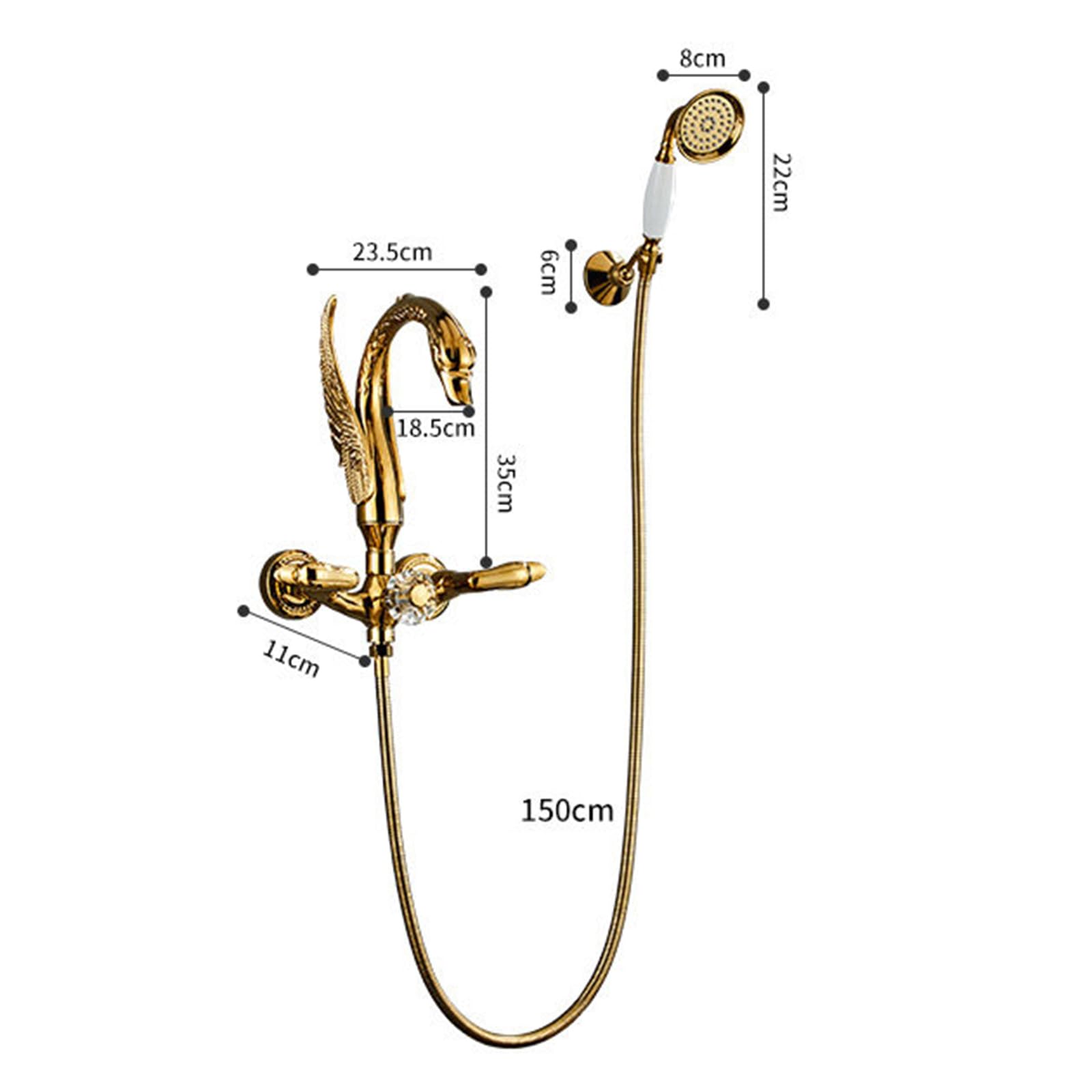BiaoTeng Rubinetto Classico Vasca da Bagno con Doccia Oro