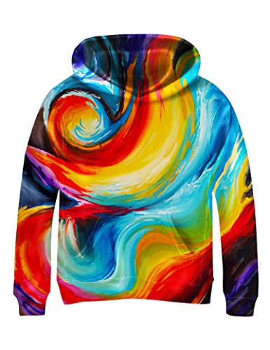 Linnhoy Unisex Kids Sweatshirts For Boys Girls Youth Coat 3D Novelty Colorful Paint Sweaters Fashion Casual Designed Clothing With Hoody Big Pocket Tops Size 14-15 Years Xx-Large #TOP10