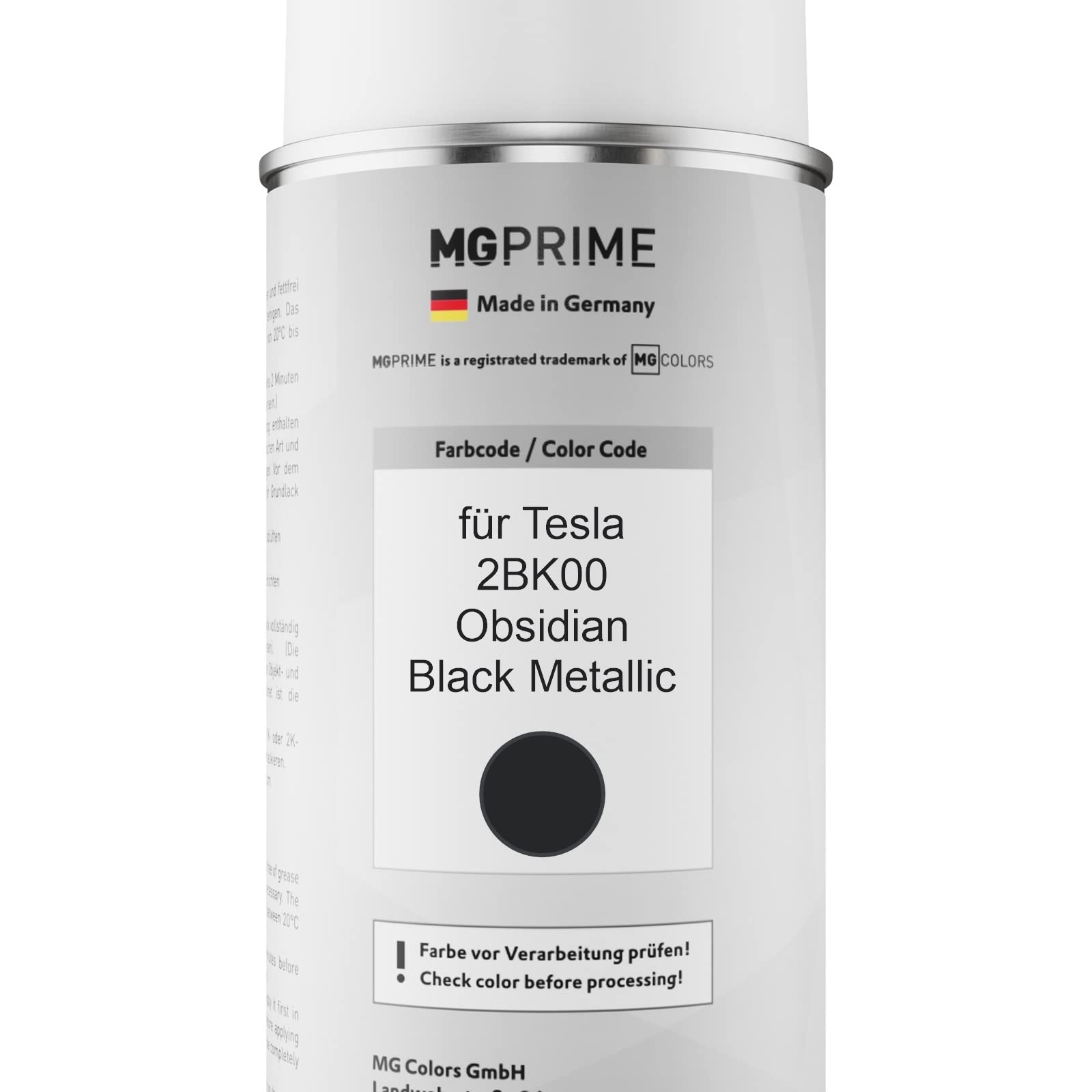 MG PRIME Lakier samochodowy w sprayu do Tesla 2BK00 Obsidian Black Me. +2K