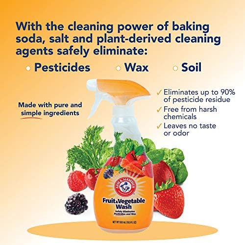 Miniatura 5 de Arm & Hammer Lavado de Frutas y Verduras, Lavado de Productos, Limpiador de Productos, Paquete de 3, Botellas de 16 oz, 1 Gatillo (El Empaque Puede