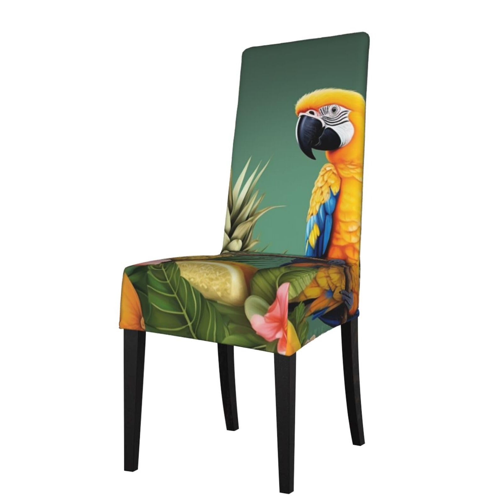 FodPand Stretch Chair Covers for Dining Room, Summer Parrot Pineapple Bird Chair Seat Covers Washable Detachable Chair Slipcover Chair Protectors Covers for Kitchen,Wedding,Party