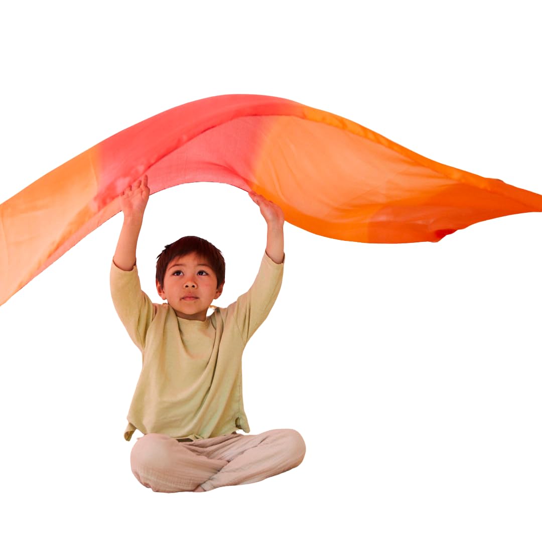 Giant Playsilk | 100% Silk Toy for Toddlers | Bright Colored Large Scarves for Fort Building and Pretend Play - Fire