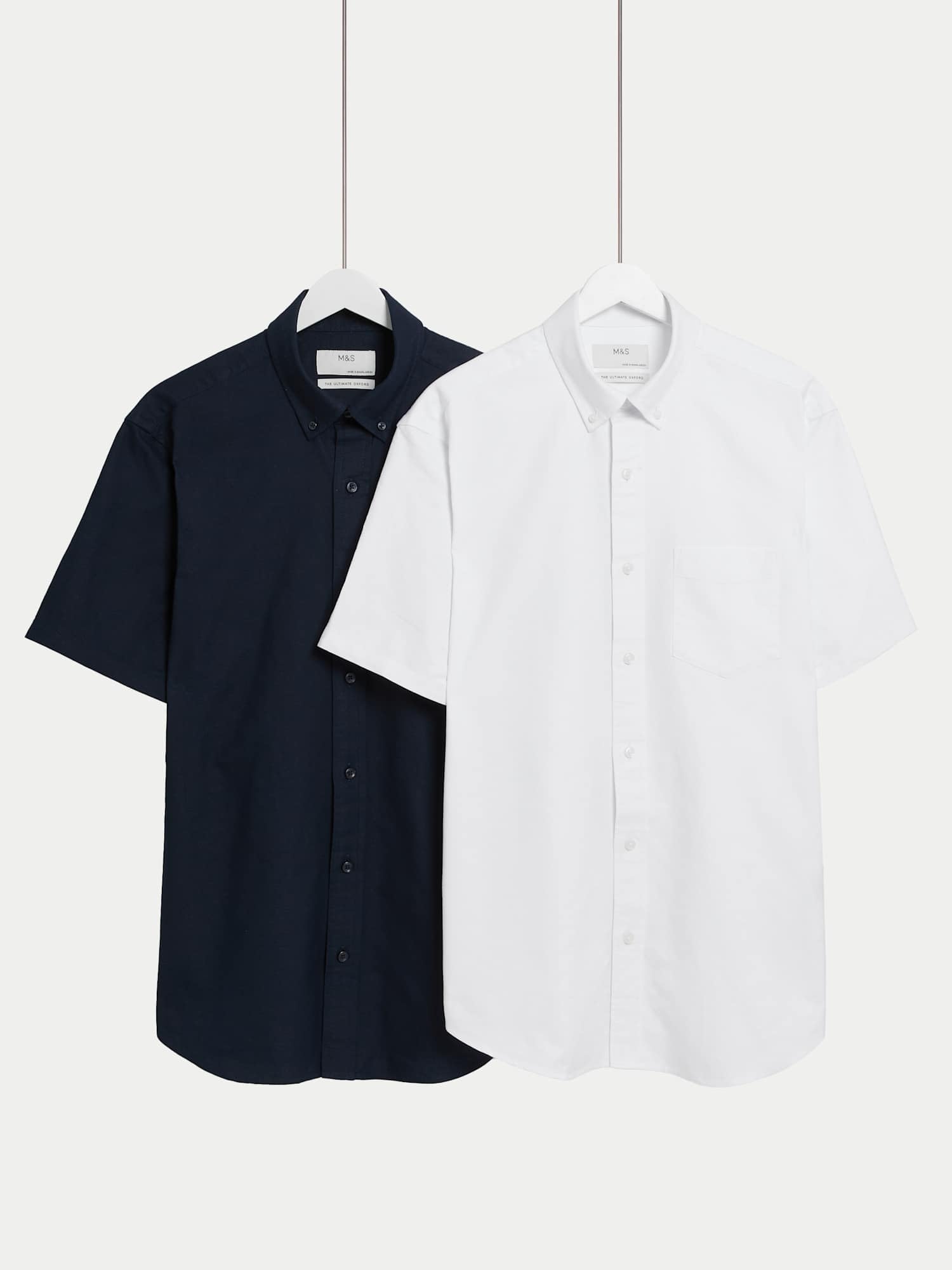 Marks & Spencer 2er-Pack Herren Ultimate Oxford Kurzarmhemden – Regular Fit