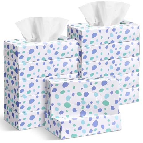 Image of Yinder 12 Packs Back to School Facial Tissue Boxes 1560 Sheets Soft Facial Tissue Bulk for Teacher Classroom School 2 Ply 130 Sheets Travel Tissues for Home Office Car Kitchen Wedding(Spot)