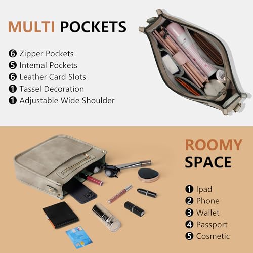 Image of TANTOMI Vegan Leather Crossbody Bags for Women Hobo Travel Purse Multi-Pocket Trendy Handbags & Womens Crossbody Bag