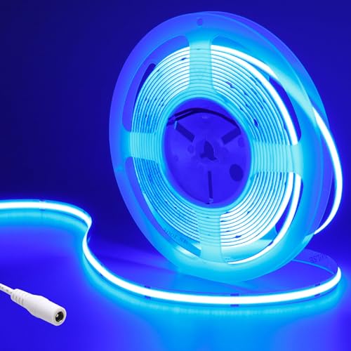 GOMING 24V COB LED Strip Blauw 5M 480LED/M Uniforme Emissie Flexibel IP20 Niet Waterdicht LED Tape Zelfklevend voor DIY KTV Bar Decor(Voeding niet Inbegrepen)