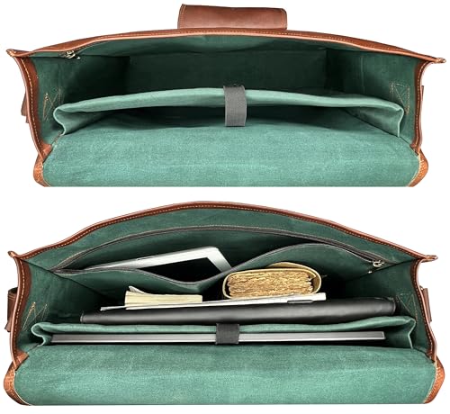 Leather Messenger Bag for Men - 18" Full Grain Leather Laptop Briefcase - Vintage Computer Satchel Travel Crossbody Bag for Office & Work4