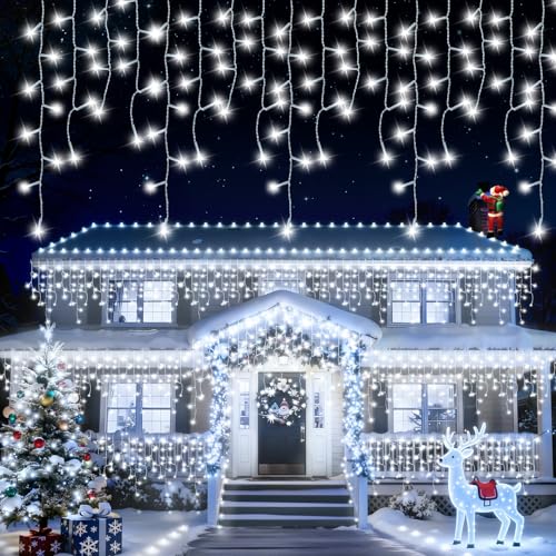 LED Eisregen Lichterkette Außen 20,5M 8 Modi 640 LEDs Lichterkette...