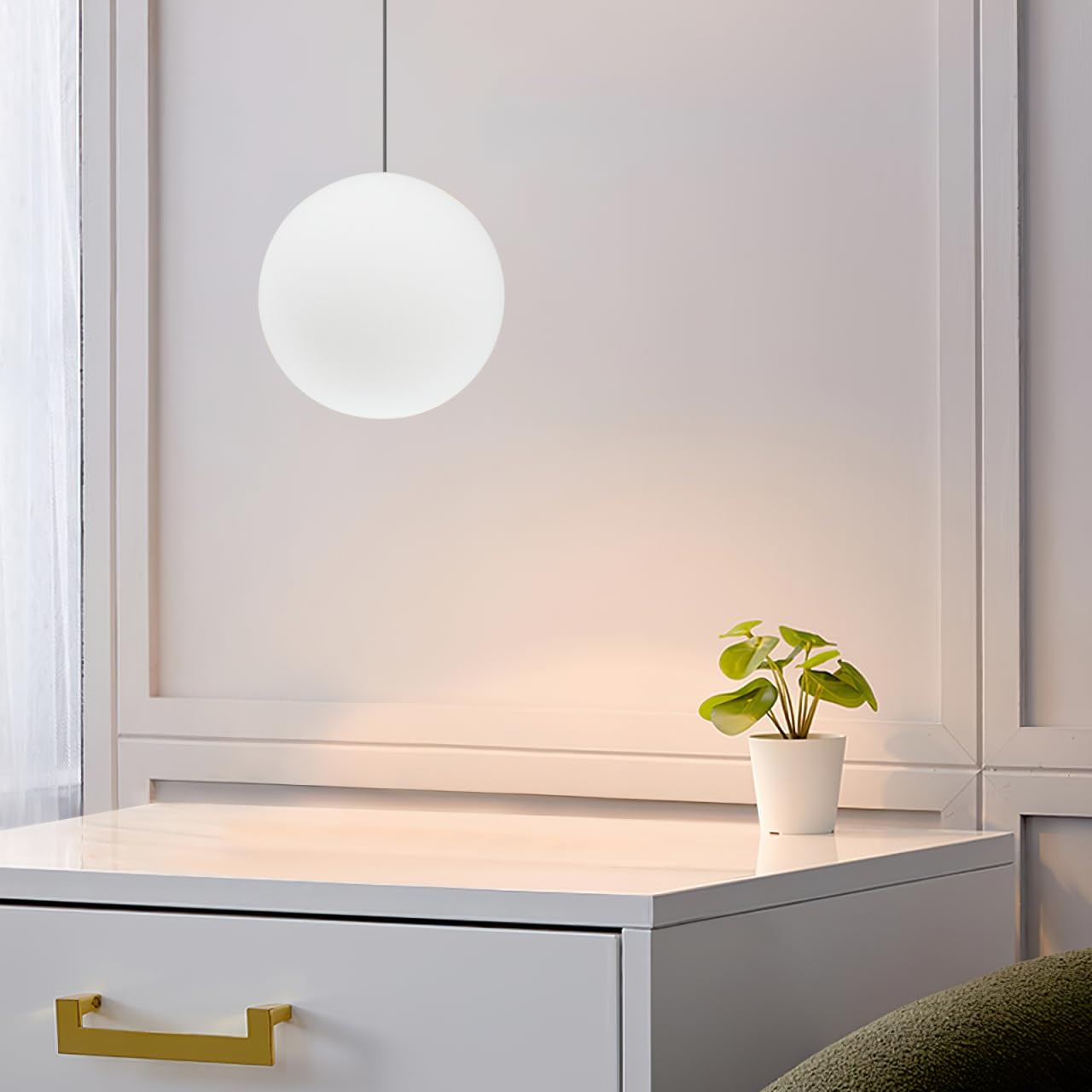 abat-jour Globe en Verre Dépoli Blanc 20 CM abat-jour Sphérique Suspendre Rond pour Plafonnier Diffuseur de Lumière Douce Salon et Chambre