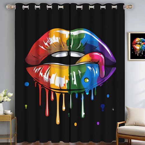 CDXNORA Cortinas Salon Opacas 2 Piezas - Sencillez Cortinas Dormitorio Cortinas Anti Luz, Lápiz Labial De Pintura Colorida Habitacion Cortinas Termicas Aislantes,140An X 260Al Cm (2 Paneles)