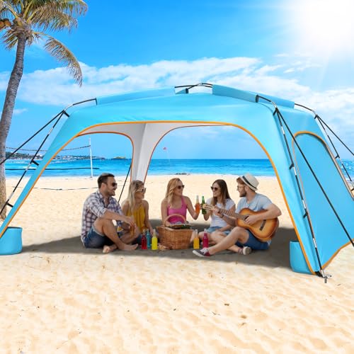 Beach Tent Sun Shelter for 6-8 Person, Beach Sun Shelter with UPF50+ UV Protection, Lightweight...