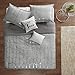 Intelligent Design - ID10-1245 Raina Comforter Set Metallic Print Geometric Design, Modern Trendy All Season Bedding Set, Matching Sham, Decorative Pillow, Grey/Silver, King/Cal King, 5 Piece