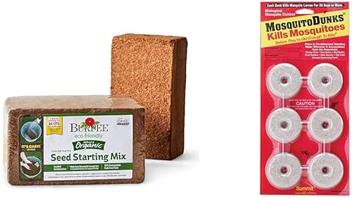 Burpee Mezcla de inicio concentrada de fibra de coco orgánica, 16 cuartos de galón y Summit... Soluciones responsables 110-12 Mosquito Dunks,