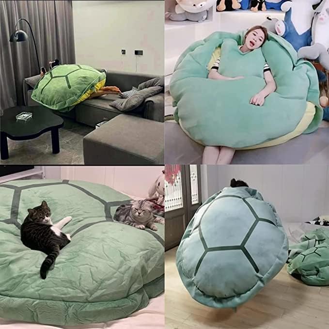 Miniatura 4 de Almohada 3D de concha de tortuga portátil, bonito disfraz de animal, divertido vestido, cojín decorativo para el suelo para sofá cama (tamaño  59