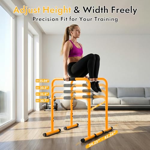 Image of NEWBULIG Dip Bar Station, Adjustable Parallel Parallettes Bar with Soft High-Density Foam Handles, Heavy Duty Dip Stands Workout Equipment for Home, Gym, Patio, Office