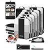 10 Set Compression Packing Cubes for Travel EssentialsCompressible Expandable Packing Cubes for SuitcaseOlarHike Luggage Organizer Bags for TravelHandy Helper for Organizing ClothesBlack