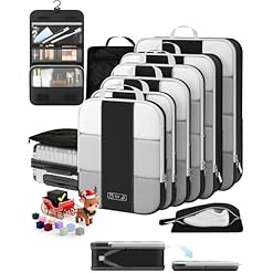 10 Set Compression Packing Cubes for Travel EssentialsCompressible Expandable Packing Cubes for SuitcaseOlarHike Luggage Organizer Bags for TravelHandy Helper for Organizing ClothesBlack
