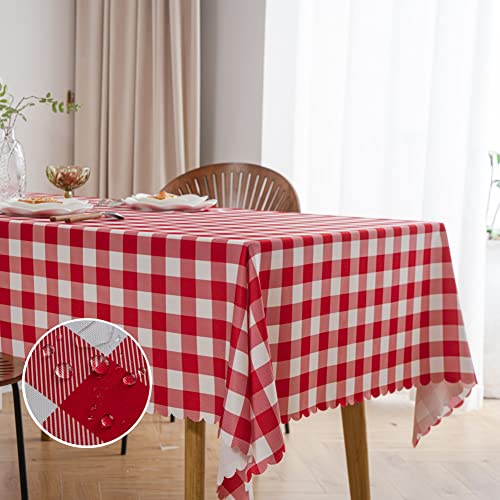El Mejor Listado de Mantel rojo , tabla con los diez mejores. 45 MANGATA CASA - Mantel de cuadros rojo para mesas rectangulares, mantel a cuadros impermeable de cocina y mantelería de poliéster a cuadros sin arrugas (rojo 152.4 x 182.88 cm)