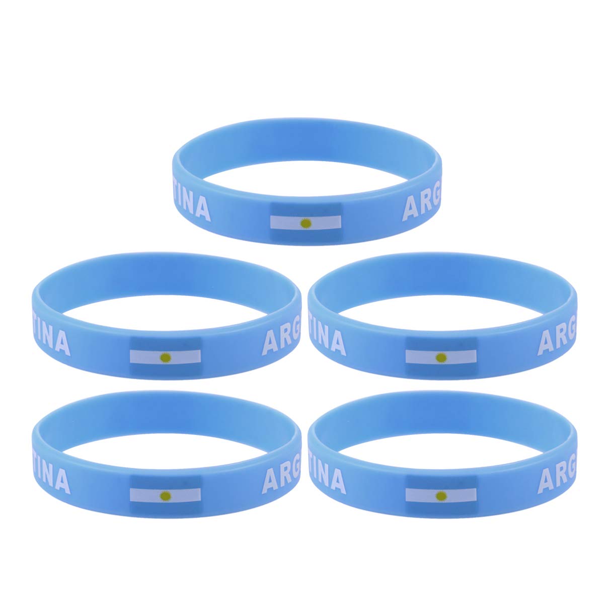 LIOOBO 5pcs Country Flag Silicone Bracelet Unique Rubber Sports Fashion Wristband Game Supplies Hand Band for Sports Game Compatitive Race International Match (Argentina)