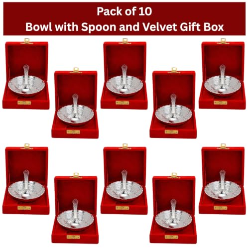 Image of Saugat Traders Return Gifts for Puja Function Bulk Bowl Spoon Set Gift Box Pack of 10 Wedding Favours Guests Engagement House Warming Pooja Return Gift Haldi Mehendi Ceremony Diwali Corporate Gifting
