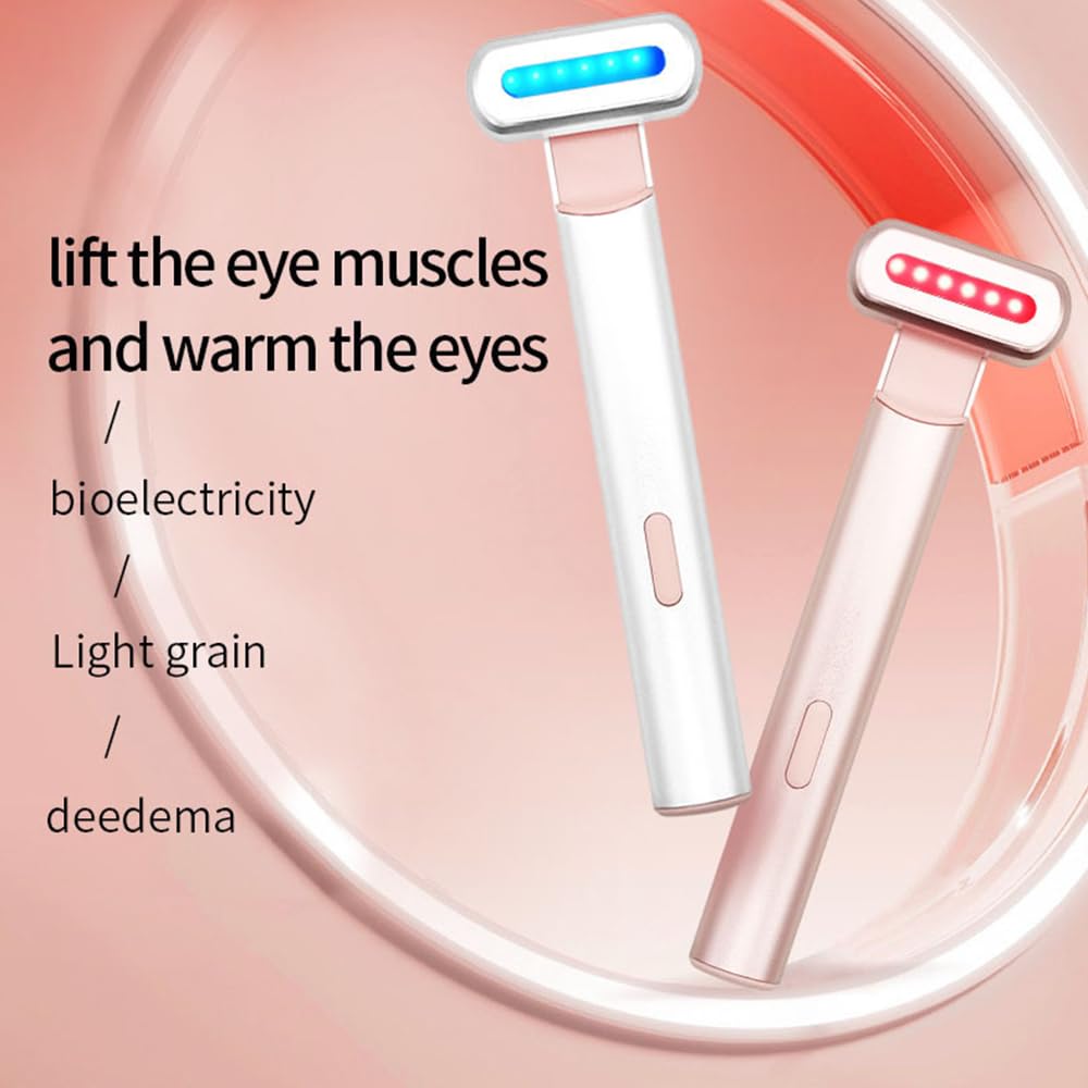 Nuvaskin Anti Cernes Appareil - Soin Integral du Regard :Stylo & Serum Activateur, Rajeunissement Cutané Par Lumière Rouge Et Bleue, Technologie de Micro-vibrations, Ergonomique et Portable (Argent)