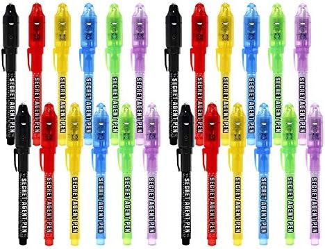 Invisible Ink Pen, Spy Pen with UV Light, Secret Message, Party Goody Bag Stuffer, Detective Birthday Party Accessory for Kids