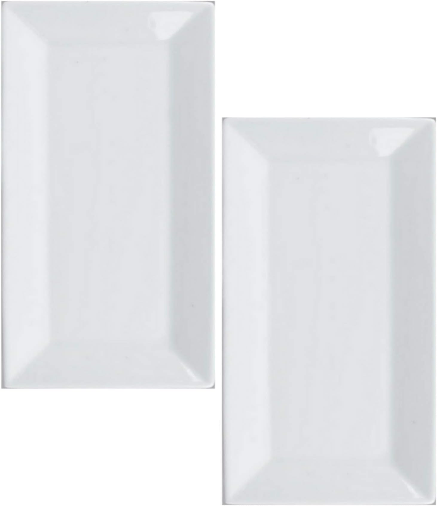 Partito Bella Porcelain Dessert Appetizer Plates White Platter Plate Serving Ceramic China Set (2-Pack) (12x6 Serving Platters)