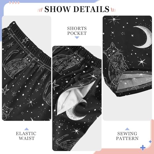 Pajama Bottoms, Pajamas Long Pant Celestial Cat Moon Lounge Wear Casual Sleep Pants Soft Pjs Sleepwear4