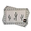 Cactus placemats set of 4 13 x 19 rustic wild west theme woven placemats southwest tapestry placemats for country style kitchen dinner 19 inch table mats  urban country home decor