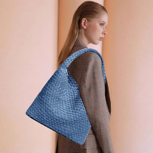 Image of JINMANXUE Woven Tote Bag for Women, Fashion Hobo Handbag, Travel Top-handle Shoulder Bag, Beach Underarm Bag with Purse
