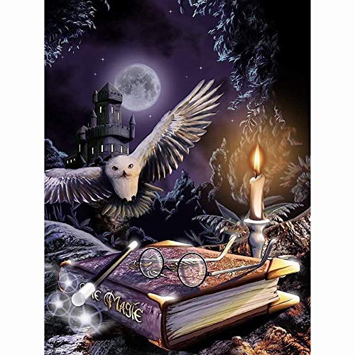 DIY 5D Diamond Painting Kits for Adults Full Drill Embroidery Paintings Rhinestone Pasted DIY Painting Cross Stitch Arts Crafts for Home Wall Decor 30x40cm/11.8×15.7Inches (Halloween Owl)