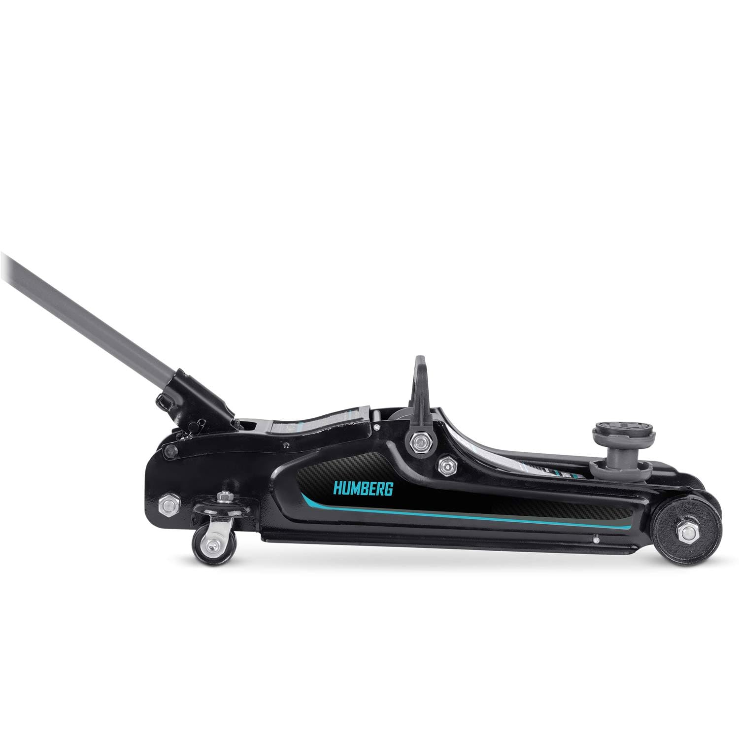 Humberg Cric idraulico per auto, a basso profilo 2,5T, 80-360 mm, 2 cuscinetti in gomma, colore nero, blu