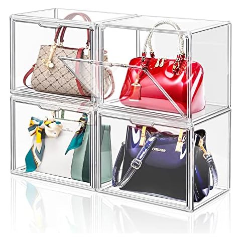 LINYAPRY 4 Packungen transparente Kunststoff-Handtaschen-Organizer Cover