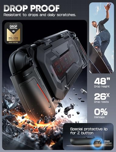 Image of Mumba Dockable for Nintendo Switch 2 Case with Flip Stand, [Titan] Ergonomic Switch 2 Grip Protective Cover Holds 5 Game Cards & 2 TF Cards TPU Accessories and Quick-Release Joy-Con Design