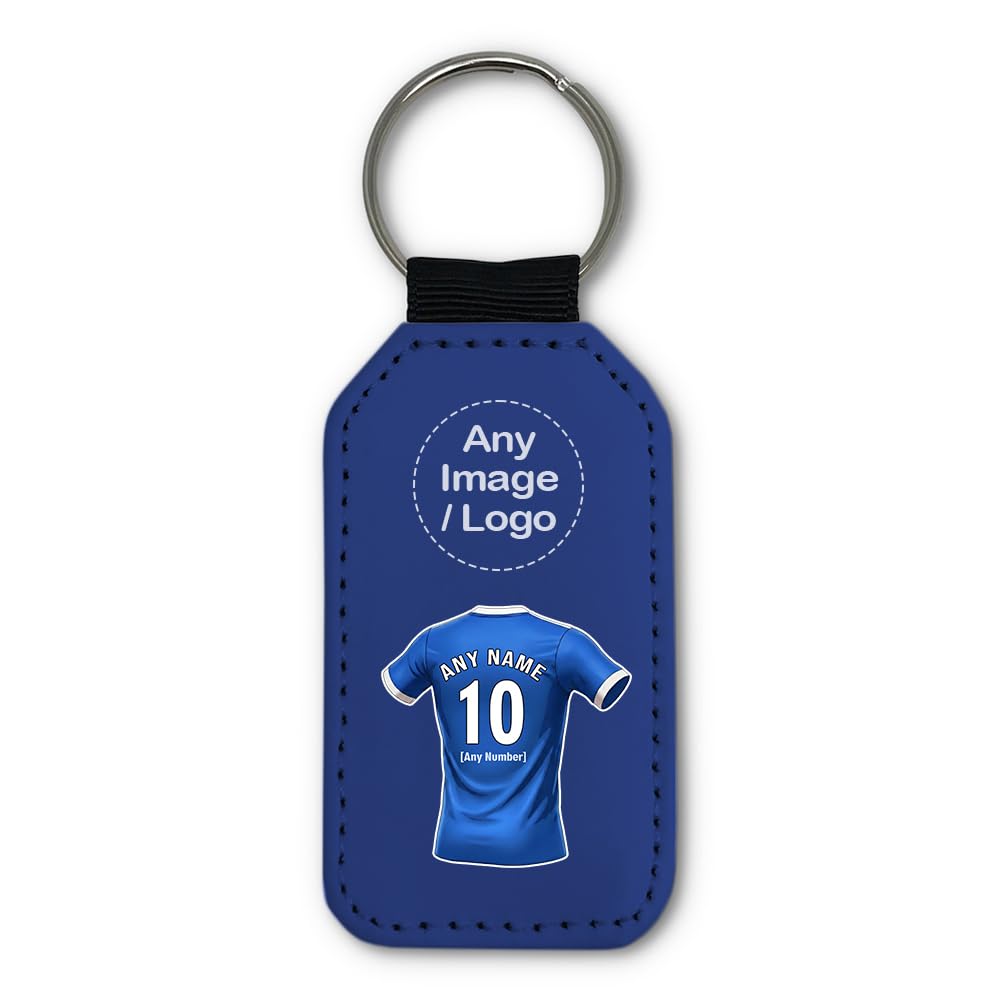 UNIGIFT Personalised Gift - Ipswich Fan Blue Rectangle Keyring (Blue Football Jersey Design) Custom Name Keychain - Suffolk IP1 Club